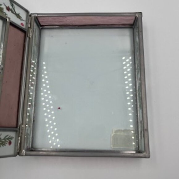 Burnes Of Boston Leaded Glass Box With Dried‎ Flowers Pink - Picture 12 of 12